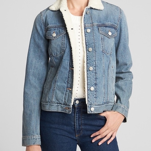 Women's Denim Jacket with White Collar - Picture 1 of 3